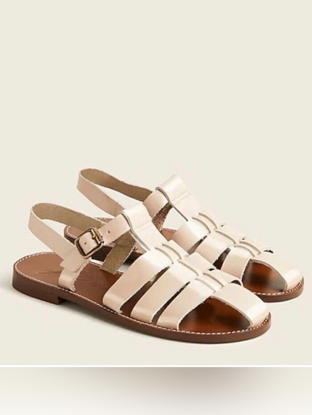 J.Crew Italian Fisherman Sandals in Shiny Spazzolato Leather